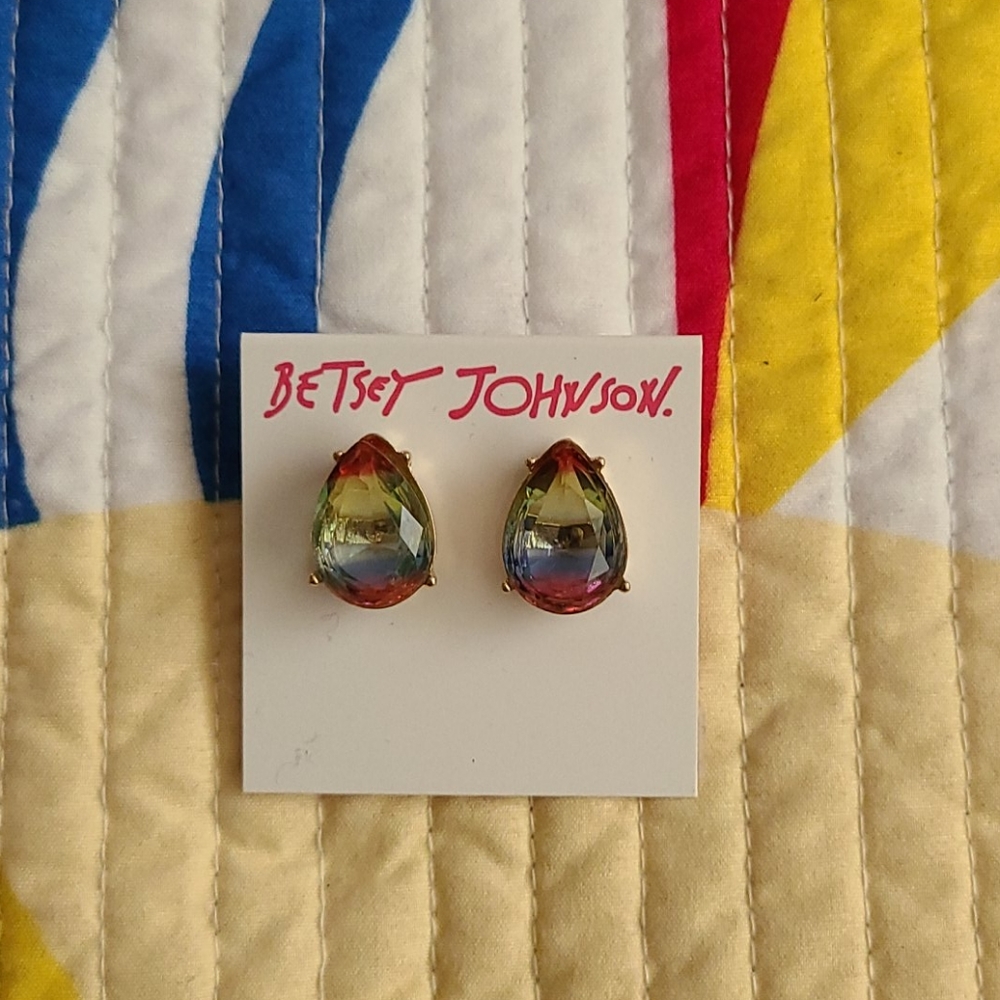 Betsey Johnson Rainbow Teardrop Earrings